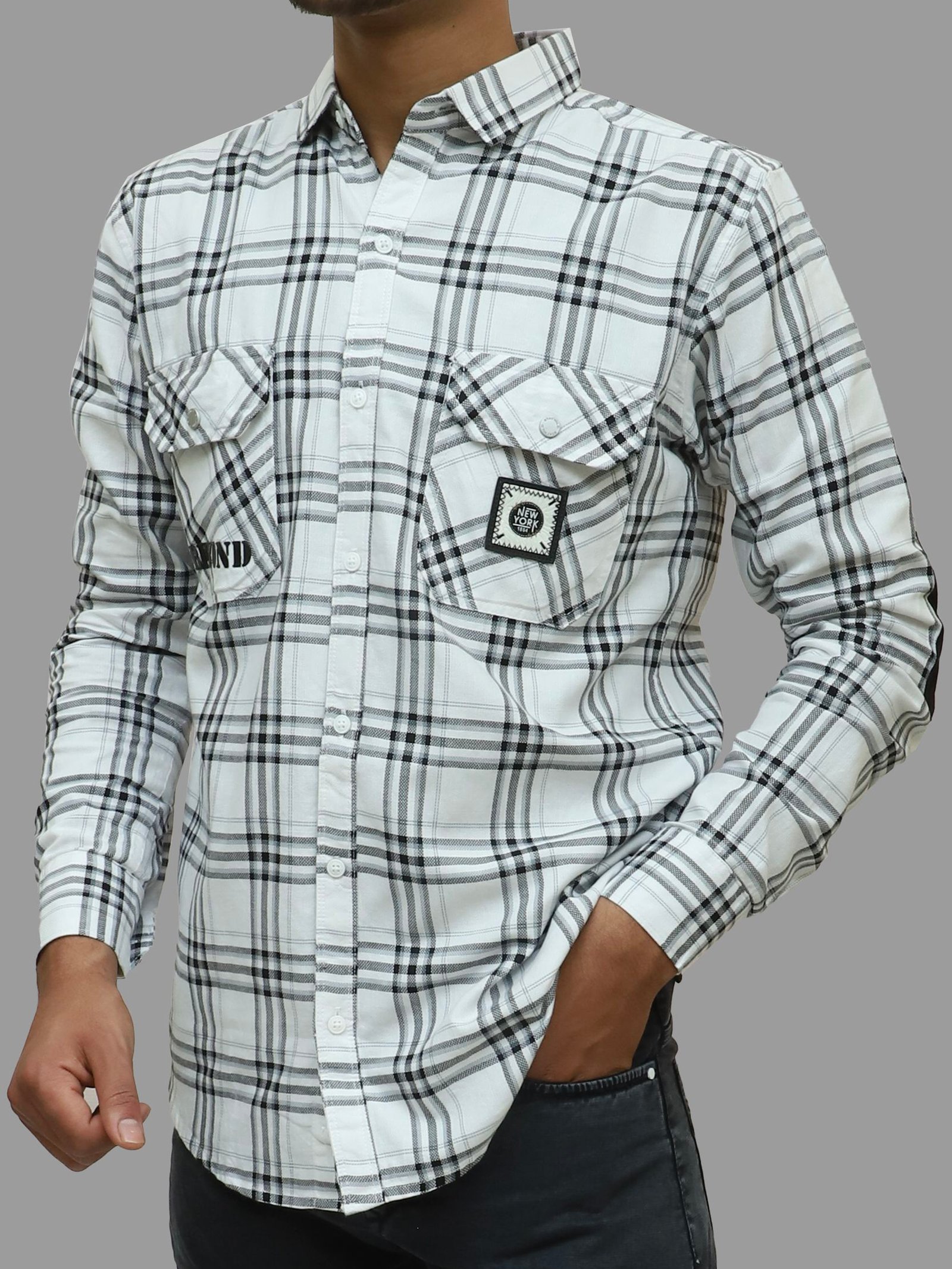 White and Black Checkered Casual Shirt